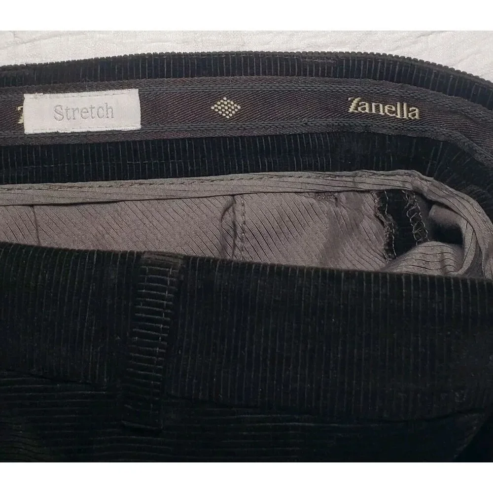 Zanella Todd Stretch Dark Brown Corduroy Flat Front Pants Trousers Men's Size 40